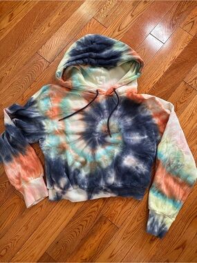 AFRM Tie-Dye Hoodie in Navy, Orange, Teal
